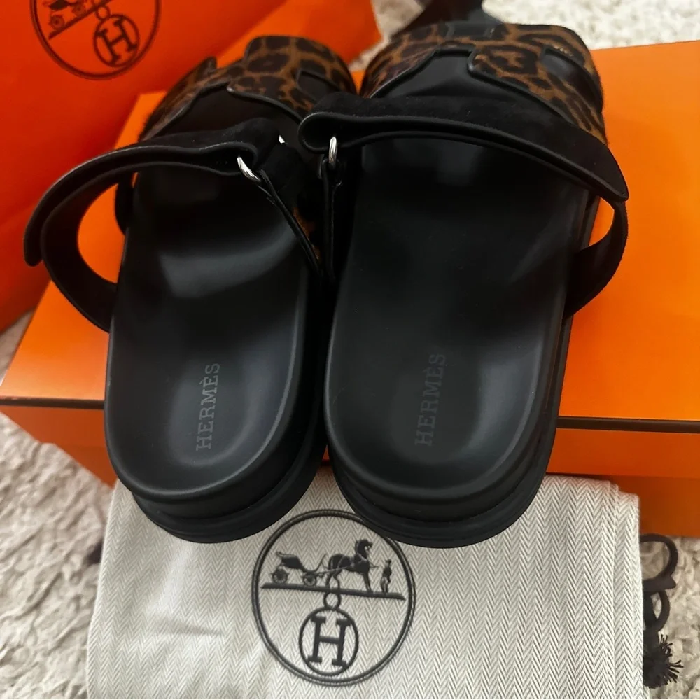 Chypre sandal Leopard Print Black Sandals - Picture 7 of 14